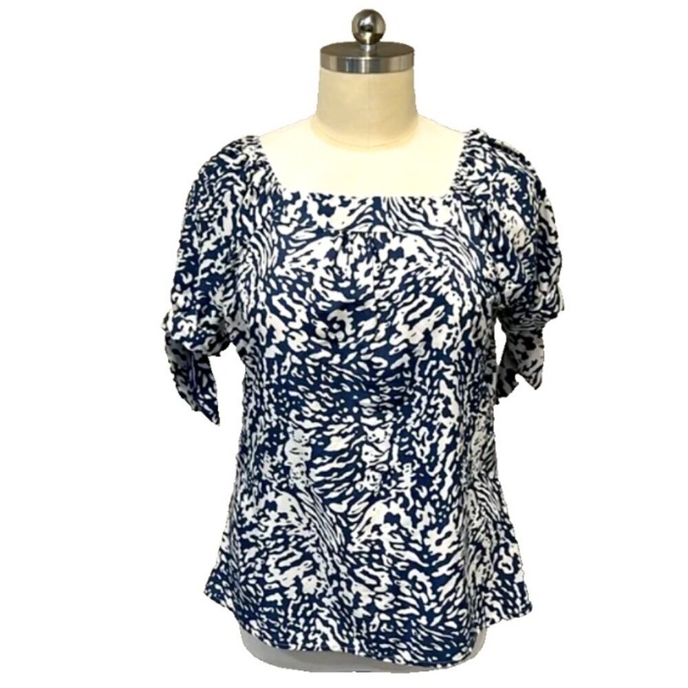 Mahek | Light Blue Square Neck Pullover Blouse Tunic 2X/3X